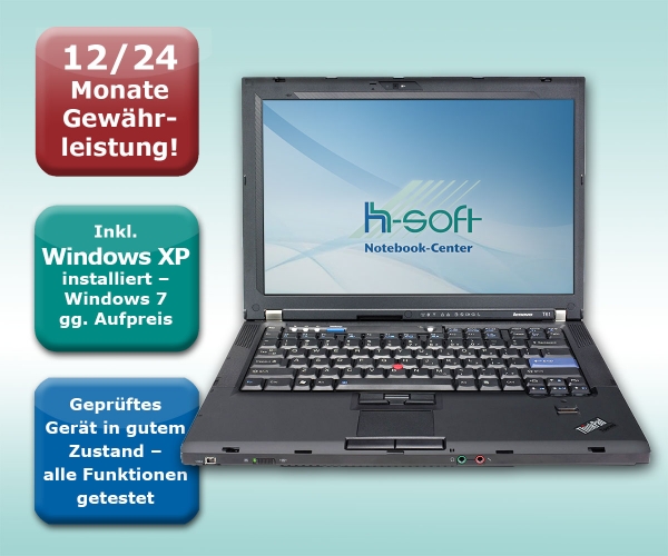 Lenovo Thinkpad T61, 14,1", 1440x900, ATI, 1,8GHz, 12/24 Monate Gewährleistung